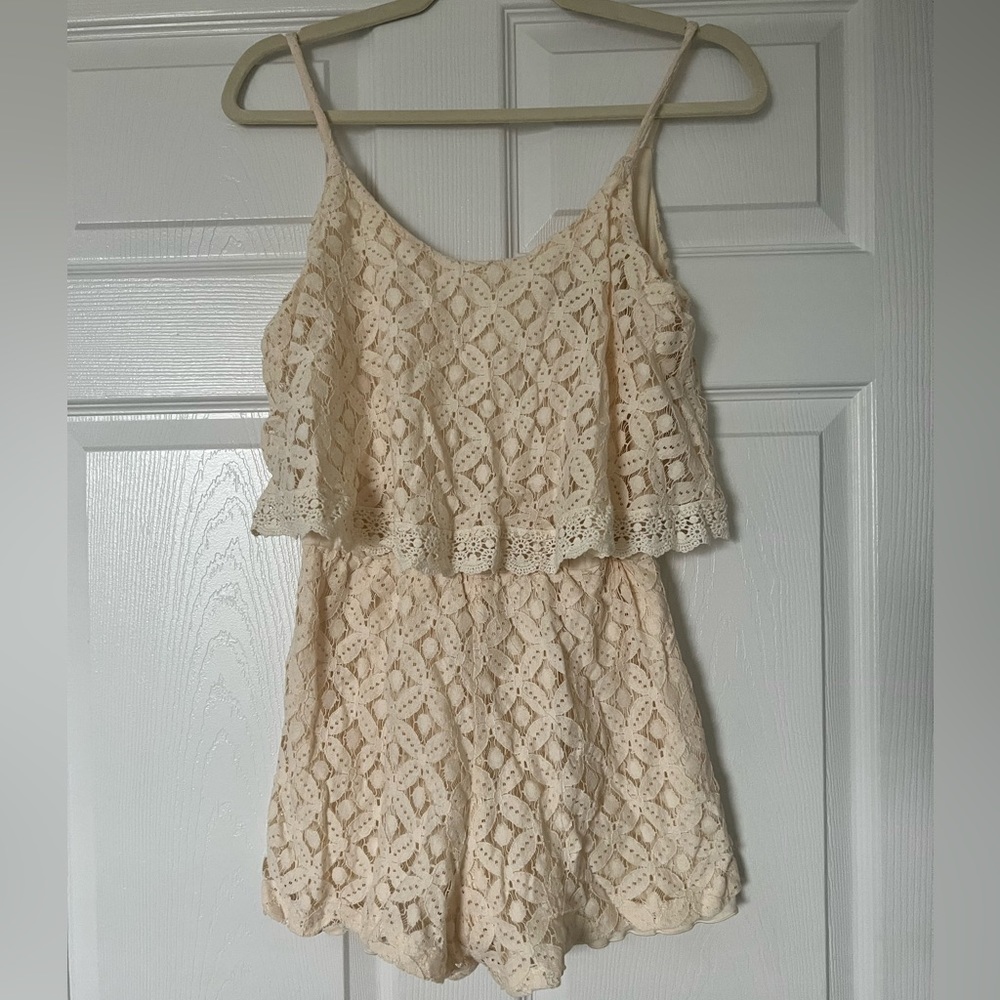 Cream Lace Romper